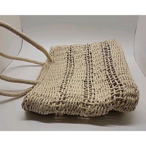 J.CREW Marseille 100% Paper Straw Open Weave Unstructured Market Tote Bag Beach - Picture 5 of 16